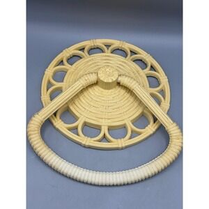 Vtg Homco Wicker Style Round Towel Holder Hanging Plastic Basket Look
